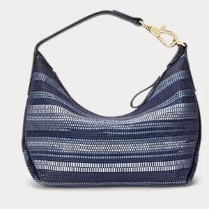 Women’s blue woven Ralph Lauren small Kassie bag NWT